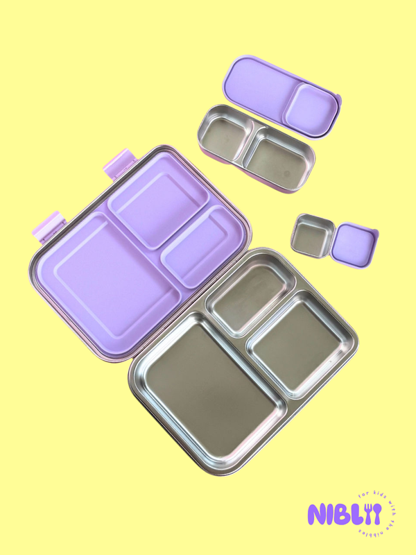 The LunchMate™ in Purple Pop - Stainless Steel 6-part Lunchbox Set, BPA free